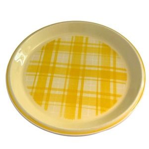 Vintage Sears MCM Lemon Gingham ironstone salad or dessert plates, set of 5